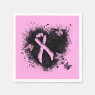 Roze bewustwording Ribbon Grunge Heart Servetten