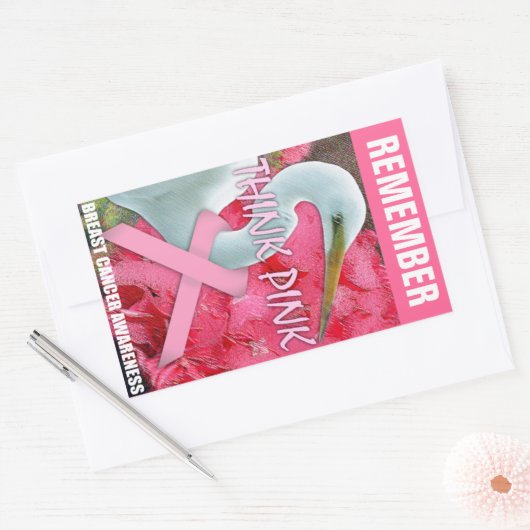 Roze bewustzijn rechthoekige sticker (Envelop)