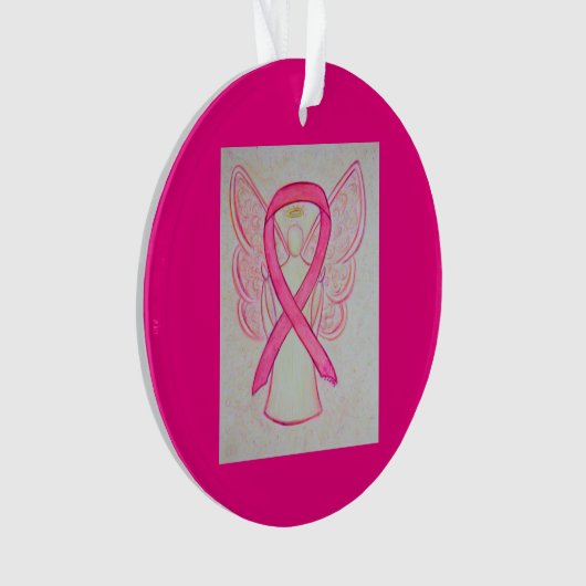 Roze bewustzijn Ribbon Angel Gepersonaliseerd sier Ornament (voorkant)