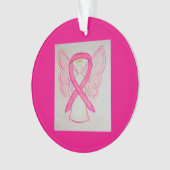 Roze bewustzijn Ribbon Angel Gepersonaliseerd sier Ornament (voorkant)