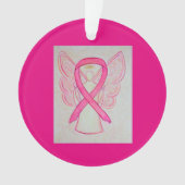 Roze bewustzijn Ribbon Angel Gepersonaliseerd sier Ornament (voorkant)