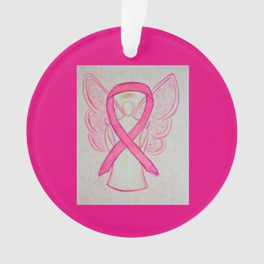 Roze bewustzijn Ribbon Angel Gepersonaliseerd sier Ornament (voorkant)