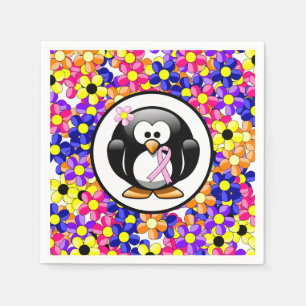 Roze bewustzijn Ribbon Penguin Servet