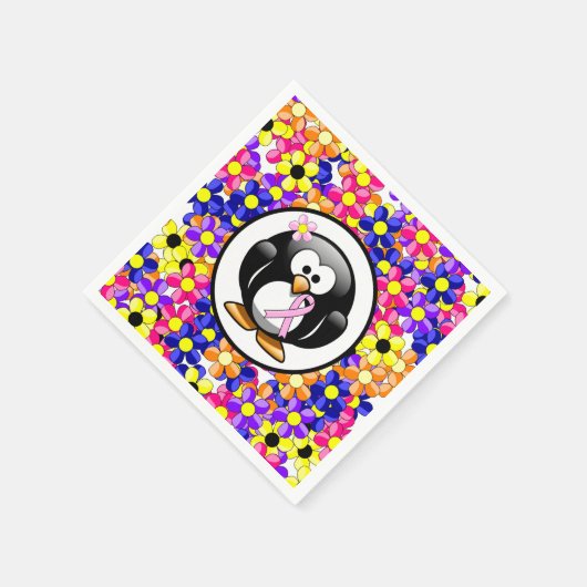 Roze bewustzijn Ribbon Penguin Servet (Hoek)