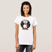 Roze bewustzijn Ribbon Penguin T-shirt (Voorkant volledig)
