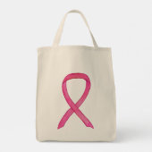 Roze Bewustzijnslint Kunst Aangepaste Canvas tas (Achterkant)