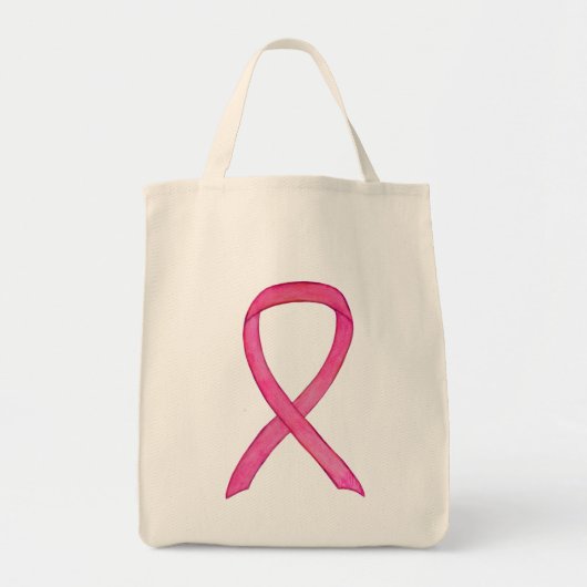 Roze Bewustzijnslint Kunst Aangepaste Canvas tas (Voorkant)
