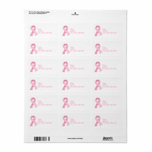 Roze Bewustzijnslint Labels 0001 (Full Sheet)