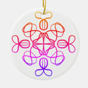 Roze Bezige Bij Doodle Mandala #18 Keramisch Ornament