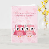 Roze bezit, zwijn en hart, Lesbian Wedding Kaart (Gele Bloem)