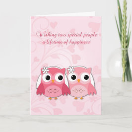 Roze bezit, zwijn en hart, Lesbian Wedding Kaart