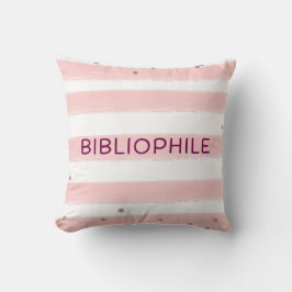 Roze bibliophile boekenworp kussen