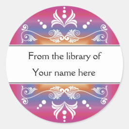 Roze Bibliotheek Boekplaat Ronde Sticker