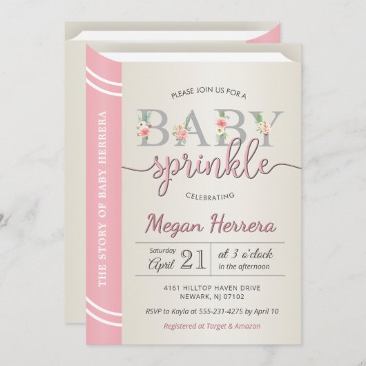 Roze bibliotheek met verhalen uit het winkelboek B Kaart (Voorkant / Achterkant)