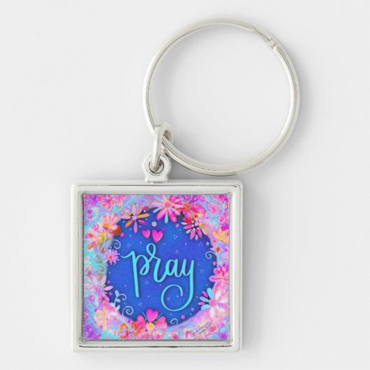 roze bidden inspirerende bloemen sleutelhanger (Voorkant)