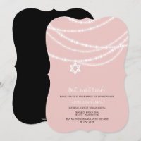roze biet Mitzvah sparkles ster van David Invite