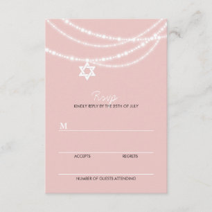 Roze biet Mitzvah sparkles ster van David RSVP-kaa RSVP Kaartje