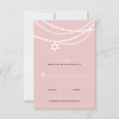 Roze biet Mitzvah sparkles ster van David RSVP-kaa RSVP Kaartje (Voorkant)