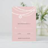 Roze biet Mitzvah sparkles ster van David RSVP-kaa RSVP Kaartje (Staand voorkant)