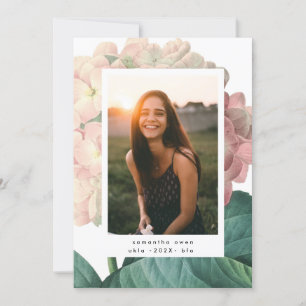 Roze Big Flower Photo University Afstudeerder Aankondiging