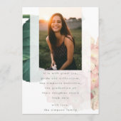 Roze Big Flower Photo University Afstudeerder Kaart (Achterkant)