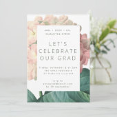 Roze Big Flower Photo University Afstudeerder Kaart (Staand voorkant)