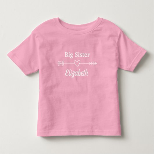 Roze Big Sister Arrow met Heart Boho Kinder Shirts (Voorkant)