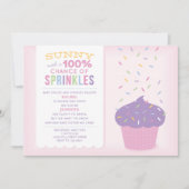 Roze Big Sister Cupcake Baby Sprinkle Uitnodiging (Voorkant)
