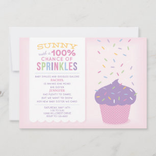 Roze Big Sister Cupcake Baby Sprinkle Uitnodiging