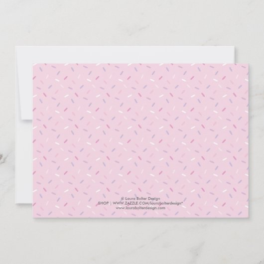 Roze Big Sister Cupcake Baby Sprinkle Uitnodiging (Achterkant)