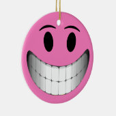 Roze Big Smile Face Keramisch Ornament (Rechts)