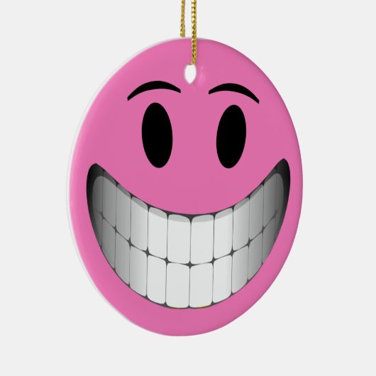 Roze Big Smile Face Keramisch Ornament (Rechts)