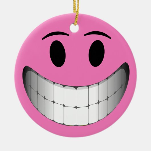 Roze Big Smile Face Keramisch Ornament (Voorkant)