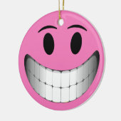 Roze Big Smile Face Keramisch Ornament (Links)