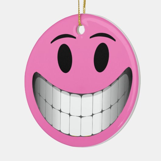 Roze Big Smile Face Keramisch Ornament (Links)