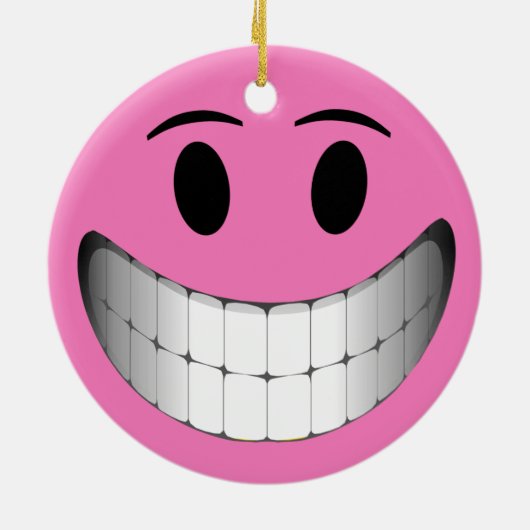 Roze Big Smile Face Keramisch Ornament (Achterkant)