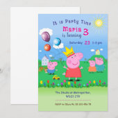 Roze Big Theme uitnodiging. Kinderfeestje. Kaart (Voorkant / Achterkant)