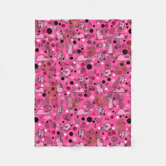 Roze Biggetje Cartoon  Fleece Deken (Voorkant)