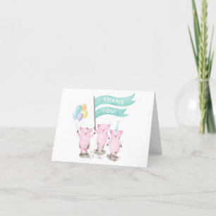Roze Biggetje Dank je wel Bedankkaart