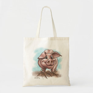 Roze Biggetje in de Stro Cartoon Tote Bag