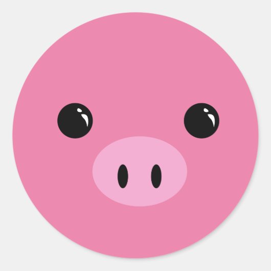 Roze biggetje schattig dierengezicht ontwerp ronde sticker (Voorkant)