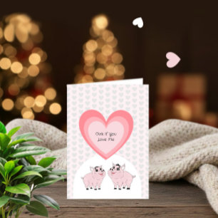 Roze biggetjes stel  kaart