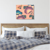 Roze Bij Bloem Klassieke Hokusai Kunst Canvas Afdruk (Insitu (Slaapkamer))
