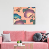 Roze Bij Bloem Klassieke Hokusai Kunst Canvas Afdruk (Insitu (Woonkamer))