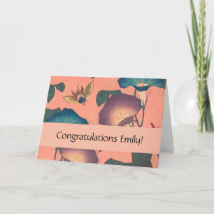 Roze Bij Bloem Klassieke Hokusai Kunst Kaart