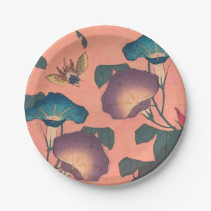 Roze Bij Bloem Klassieke Hokusai Kunst Papieren Bordje