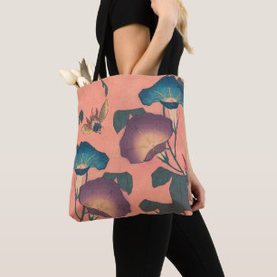 Roze Bij Bloem Klassieke Hokusai Kunst Tote Bag