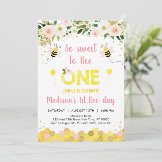 Roze bij eerste geboorte kaart (Staand voorkant)