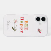 Roze Bij Inspirerende Spreuk Boho Personaliseer Na iPhone 16 Hoesje (Achterkant horizontaal)