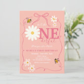 Roze Bij Is ze niet EENderbaar Madeliefje Eerste V Kaart (Staand voorkant)